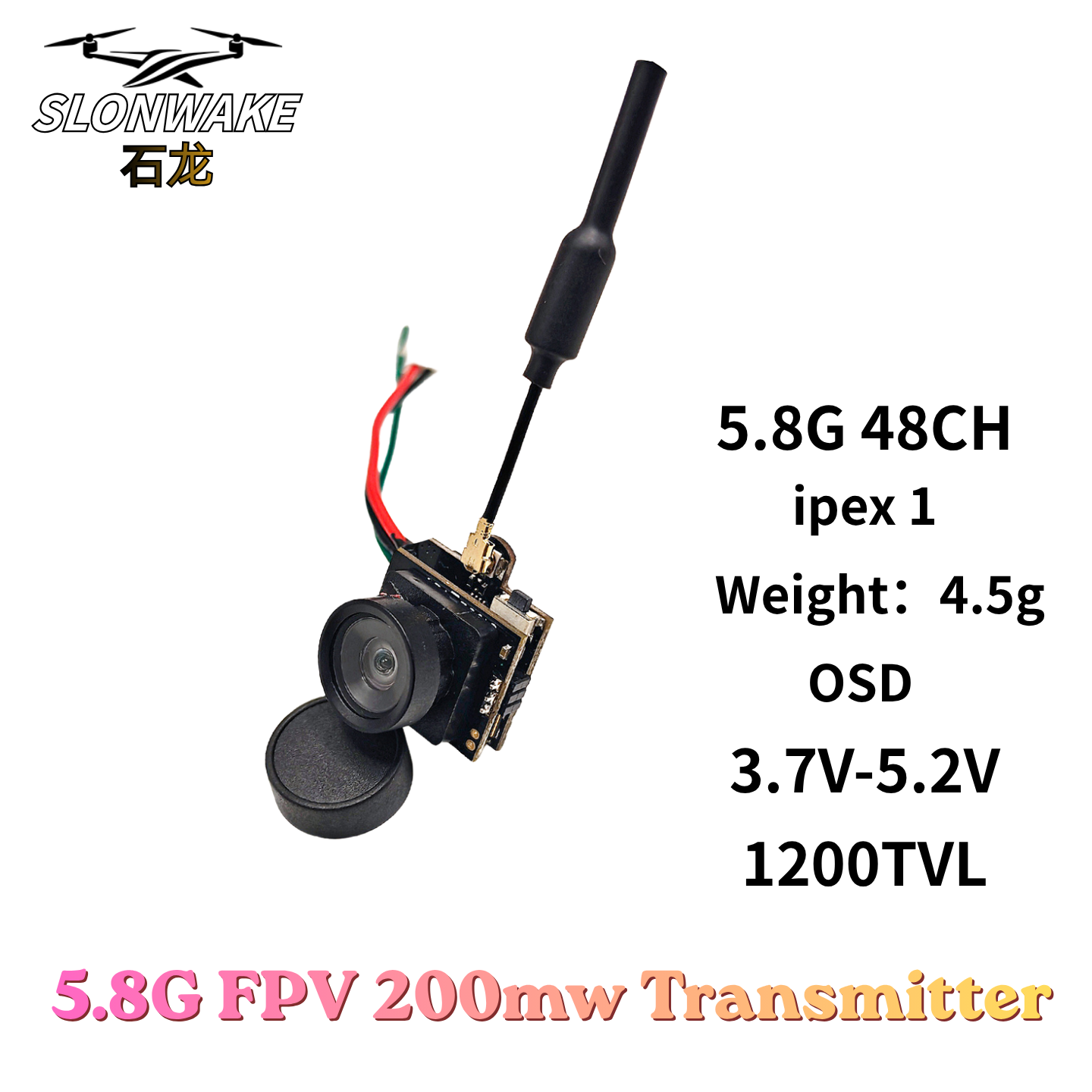 Fpv Drone Receiver - Slonwake 5.8G 48CH 200mW FPV DC3.7v-5v