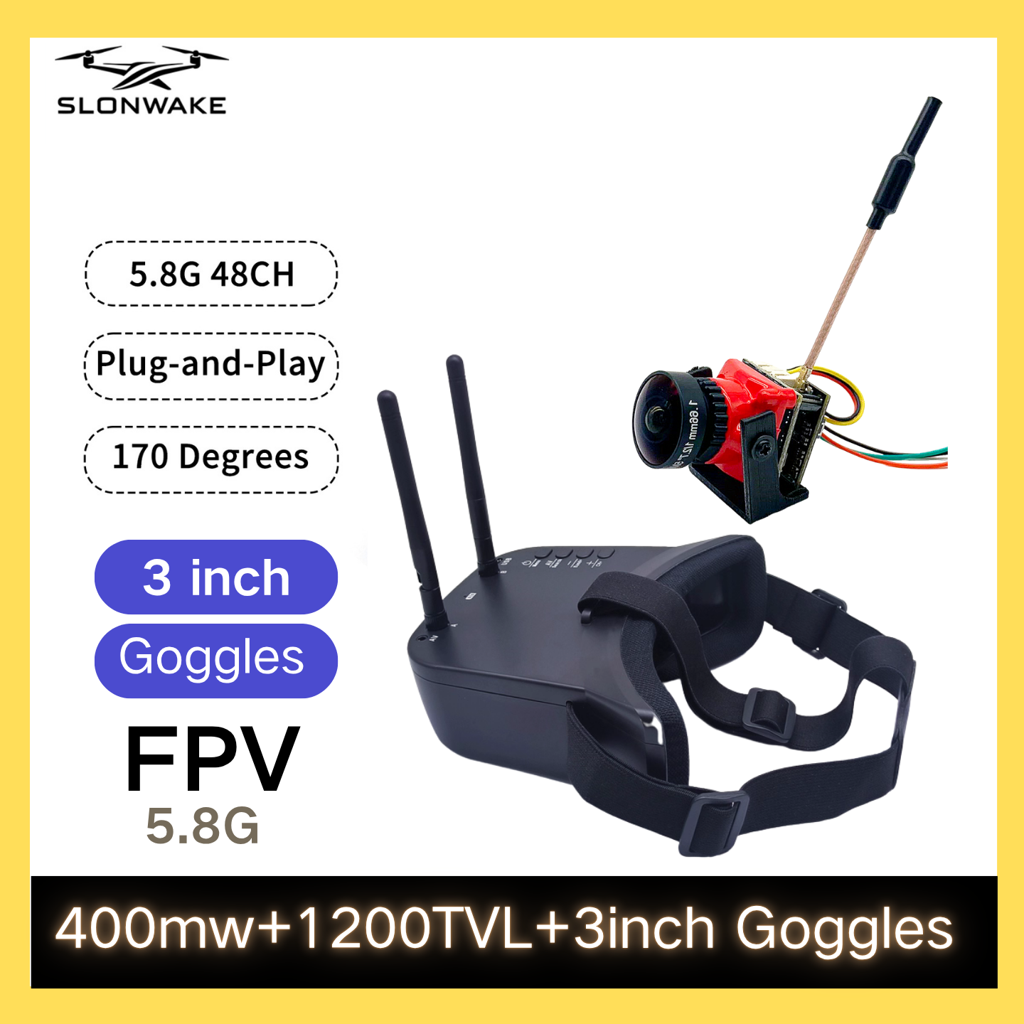 SLONWAKE 5.8G 48CH FPV 400mw V - Fpv Drone Frame avaliação e preço