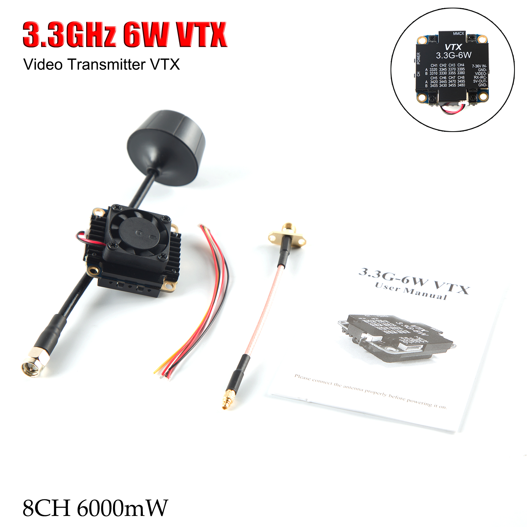 FPV Video Transmitter 3.3G 6W  - Fpv Drone Vtx avaliação e preço