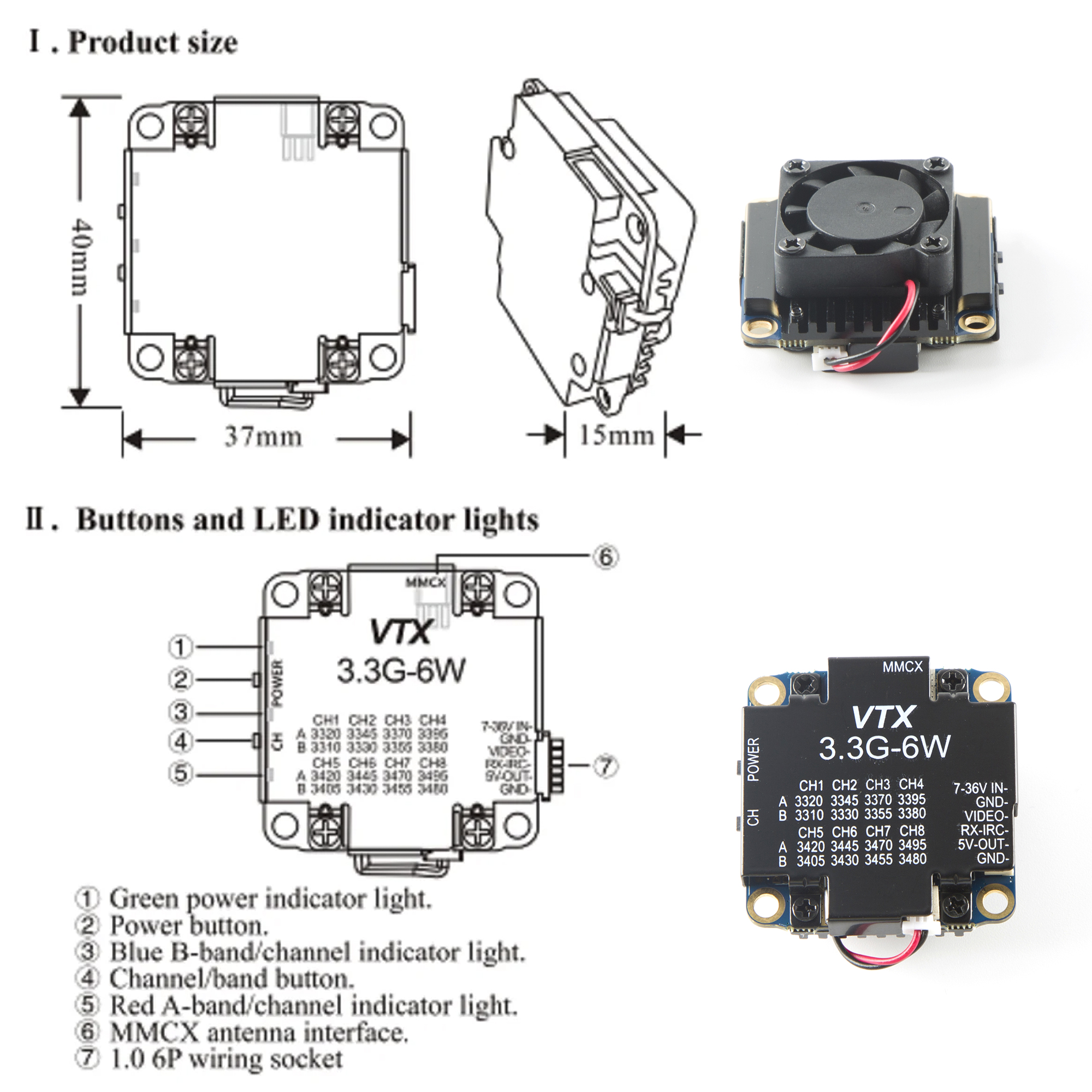 FPV Video Transmitter 3.3G 6W  - Fpv Drone Vtx avaliação e preço